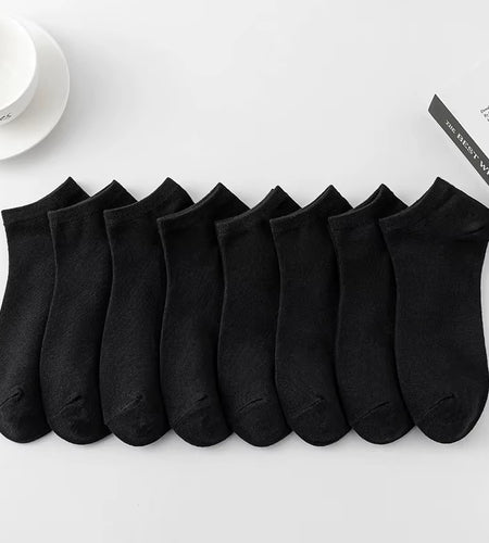 8 Pairs Men Solid Color Minimalist Ankle Socks Fashionable Versatile Trend Socks Lightweight Breathable Comfortable Casual Socks