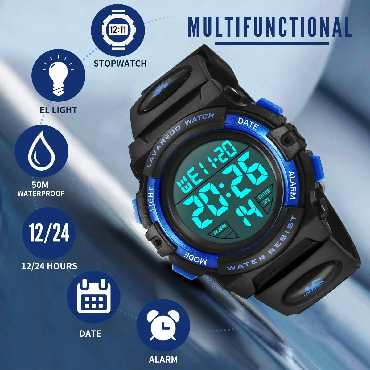 Digital Sports Watch for Age 4-15 Waterproof Watches with Alarm Stopwatch Wrist Watches Birthday Chriatmas Gift for Age 4-15
