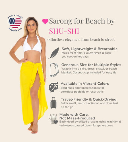 Womens Beach Cover up Sarong Swimsuit Cover-Up Many Solids Colors