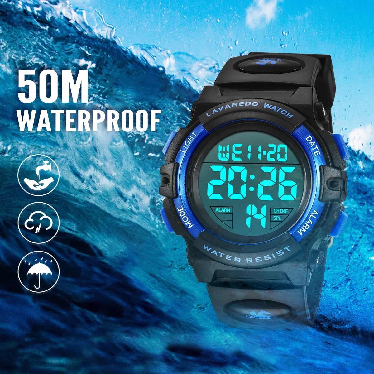 Digital Sports Watch for Age 4-15 Waterproof Watches with Alarm Stopwatch Wrist Watches Birthday Chriatmas Gift for Age 4-15
