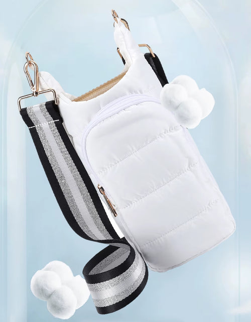 Load image into Gallery viewer, HydroCarry Puffer Tote – Adjustable Strap Water Bottle Carrier for Outdoor Travel &amp; Daily Adventures
